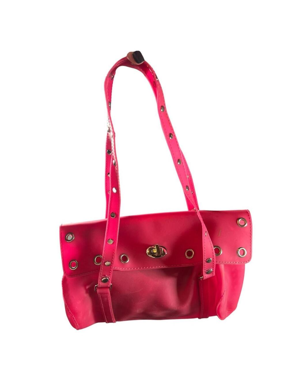 Y2K Hot Pink Grommet Studded Jelly Shoulder Bag